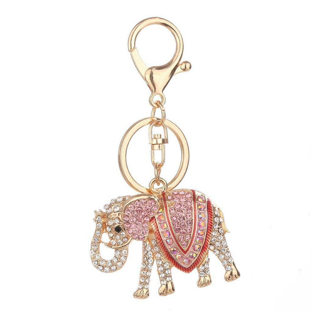 Pink Crystal Elephant Purse charm or Keyring
